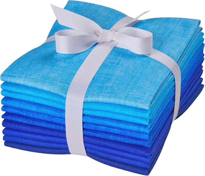craftido - 11 Options Solids with Tweed Tonals - Assorted Color Cotton Quilting Fabric Bundles 10pcs Fat Quarters 18"x21" - Medium Weight 5.2oz - for Quilting, Sewing and Crafts – Different Blues - Image 1